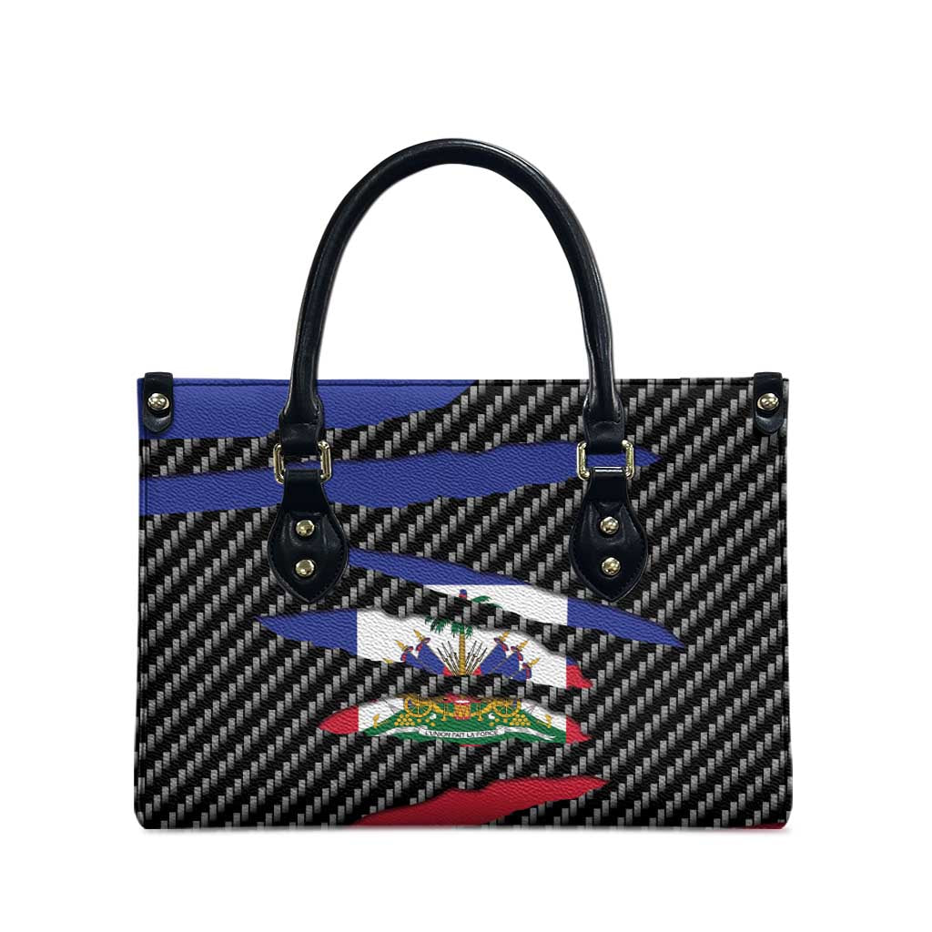 Black Haitians Beast Leather Bag Ripped Flag Graphic