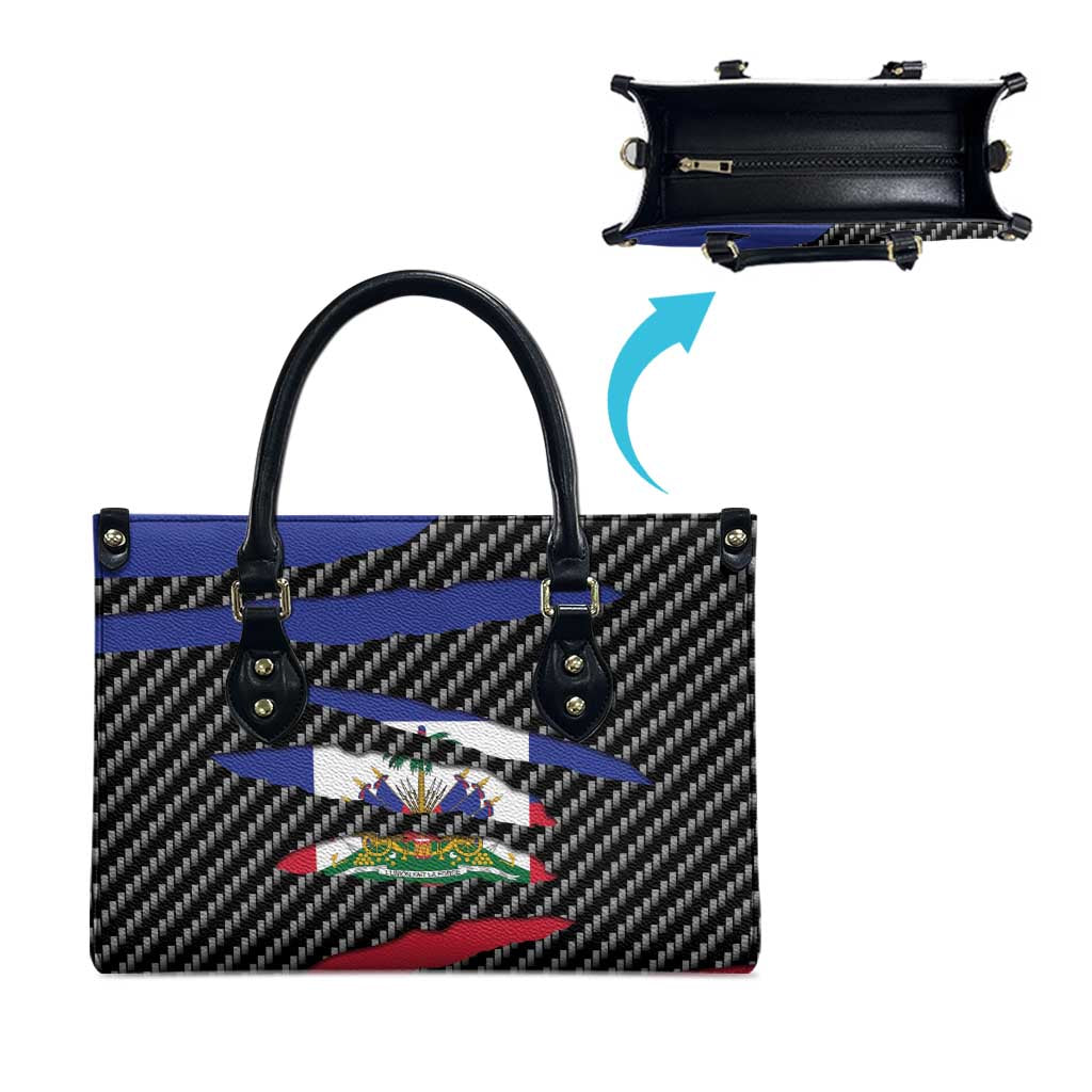 Black Haitians Beast Leather Bag Ripped Flag Graphic