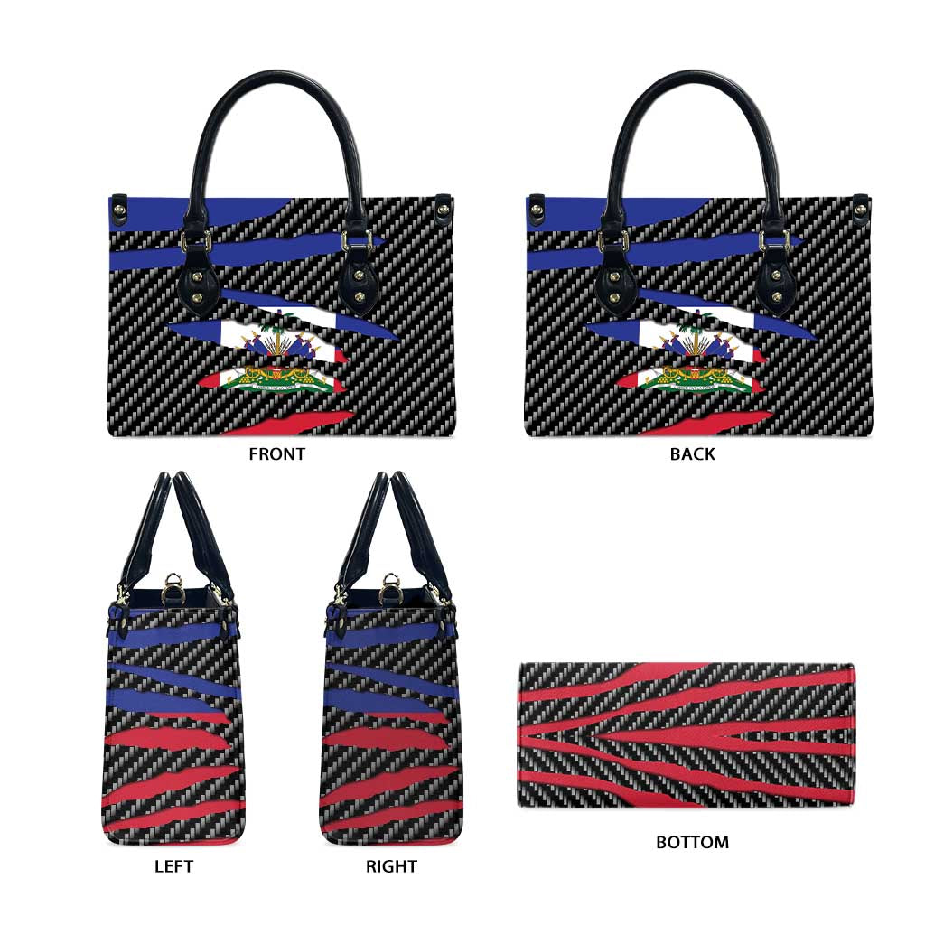 Black Haitians Beast Leather Bag Ripped Flag Graphic