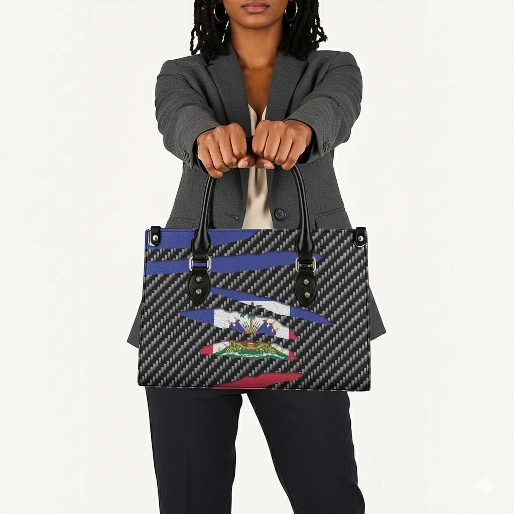 Black Haitians Beast Leather Bag Ripped Flag Graphic
