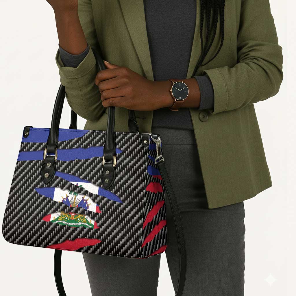 Black Haitians Beast Leather Bag Ripped Flag Graphic