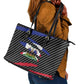 Black Haitians Beast Leather Tote Bag Ripped Flag Graphic - African Pride