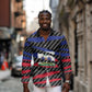 Black Haitians Beast Long Sleeve Button Shirt Ripped Flag Graphic - African Pride