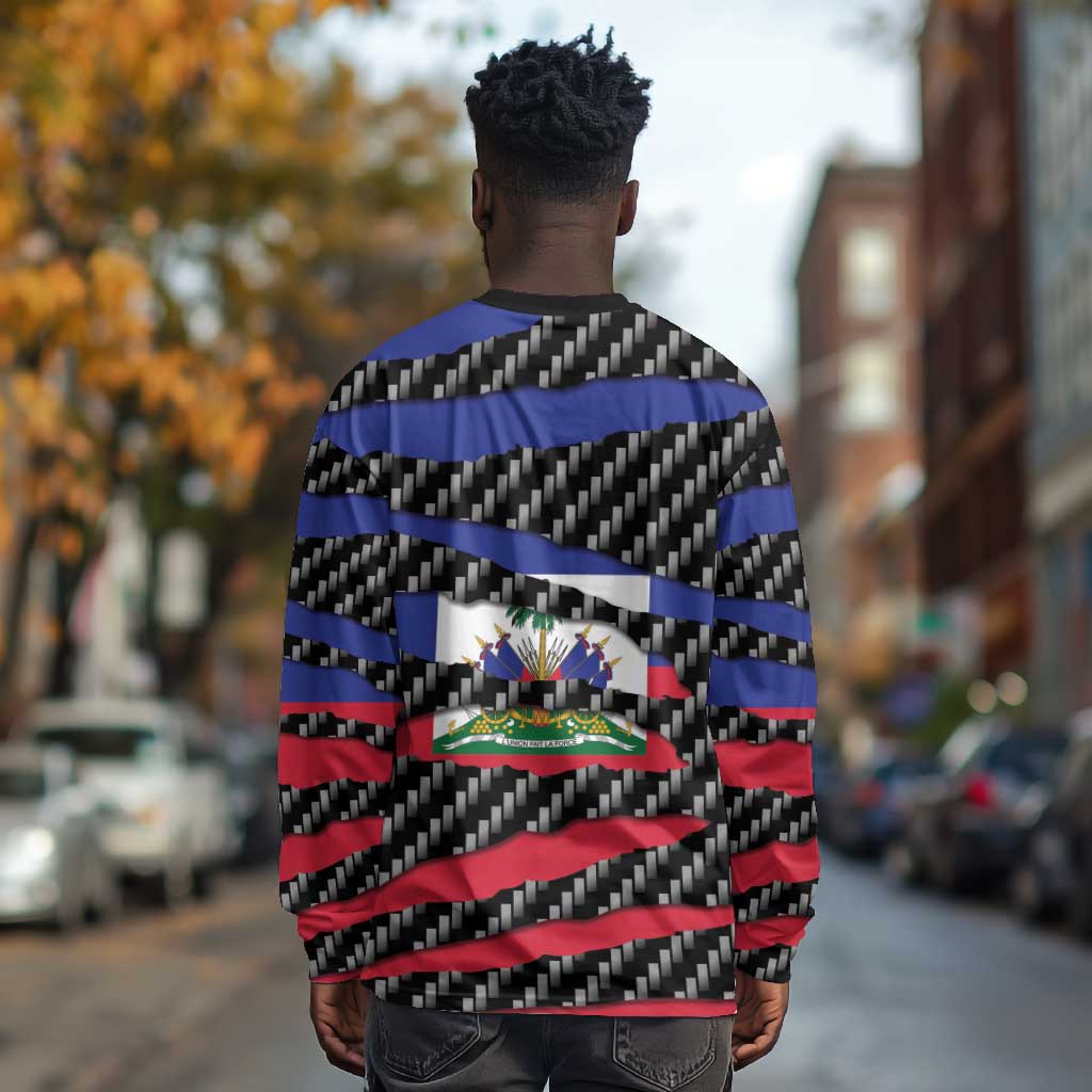 Black Haitians Beast Long Sleeve Shirt Ripped Flag Graphic - African Pride