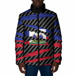 Black Haitians Beast Padded Jacket Ripped Flag Graphic