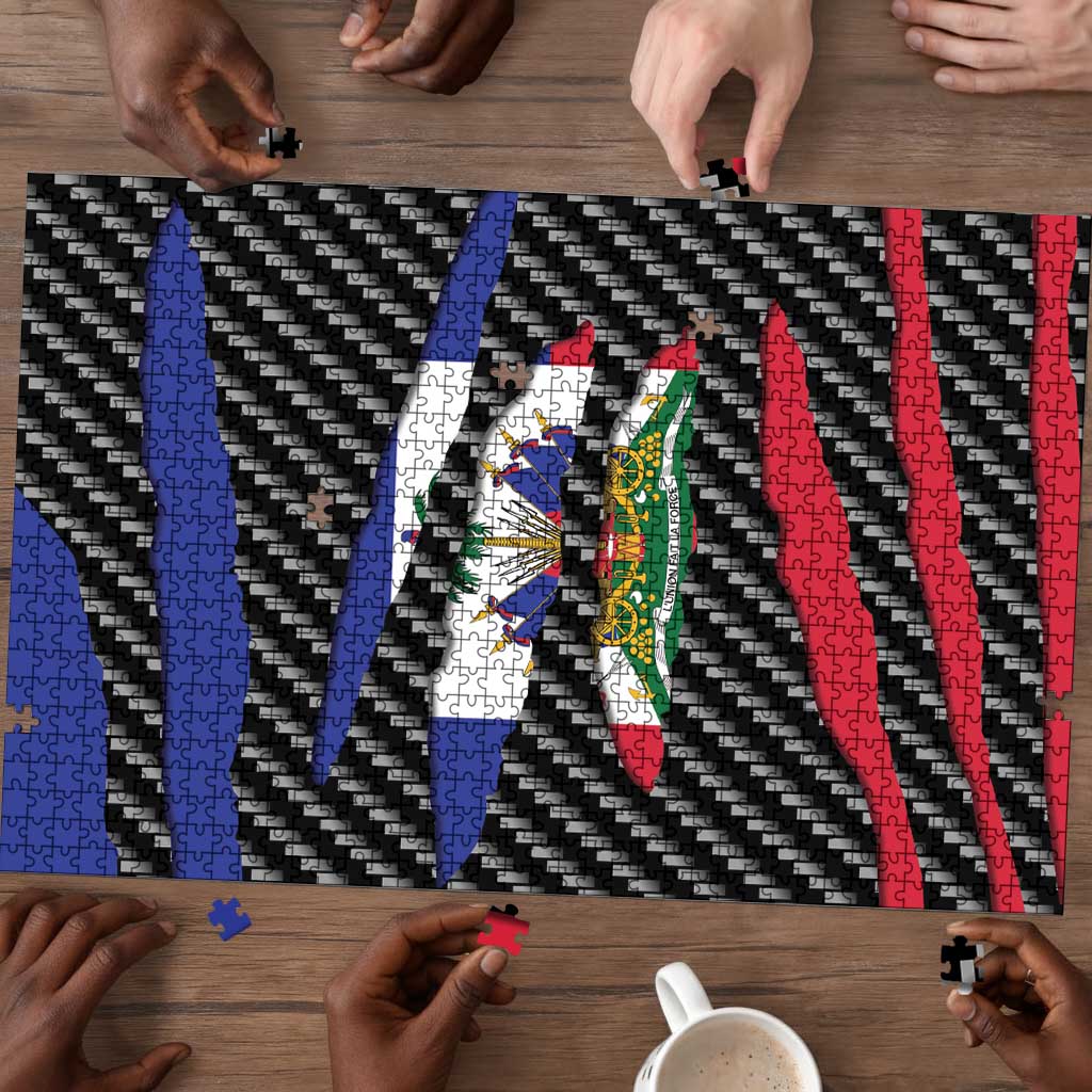 Black Haitians Beast Puzzle Ripped Flag Graphic