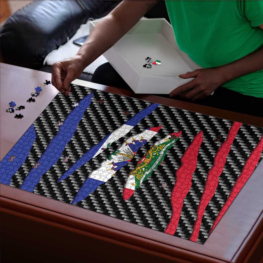 Black Haitians Beast Puzzle Ripped Flag Graphic