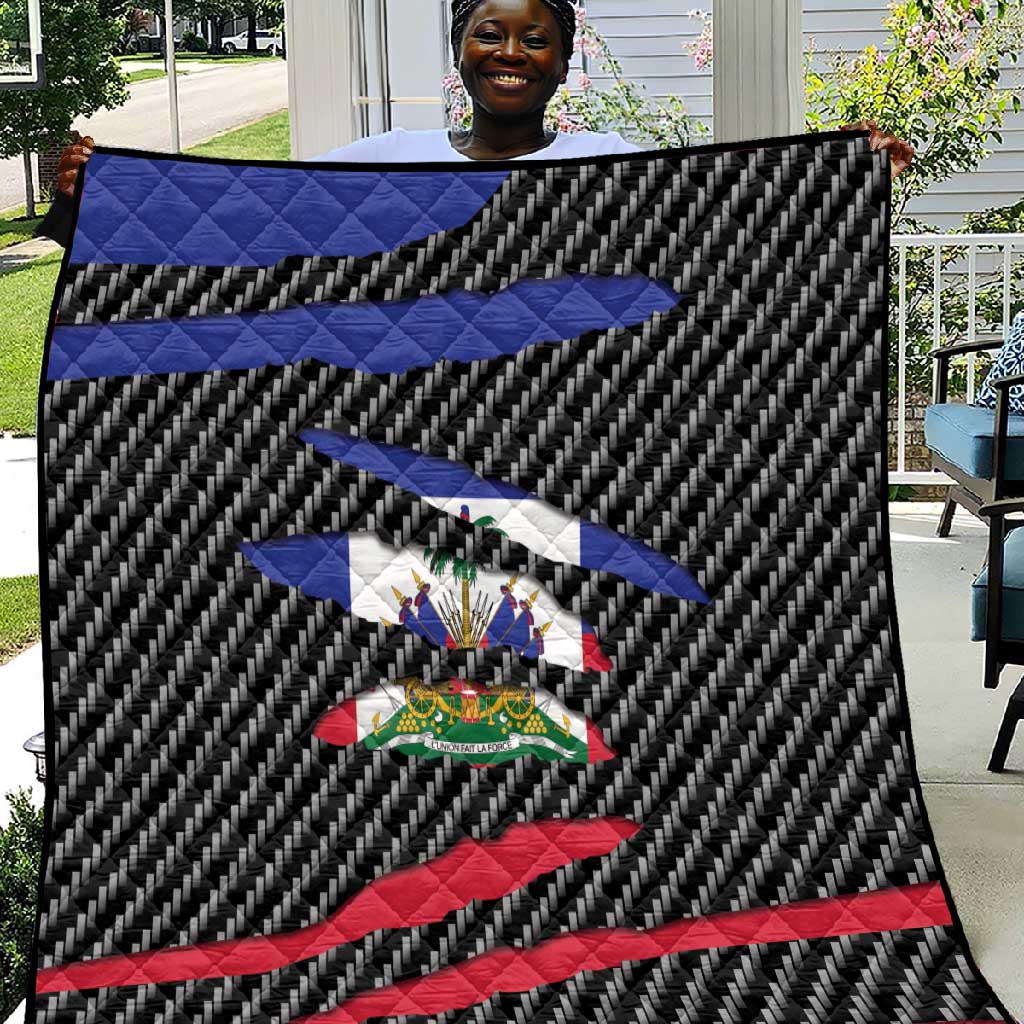 Black Haitians Beast Quilt Ripped Flag Graphic - African Pride