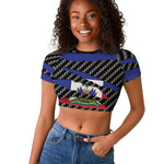 Black Haitians Beast Raglan Cropped T shirt Ripped Flag Graphic LT19