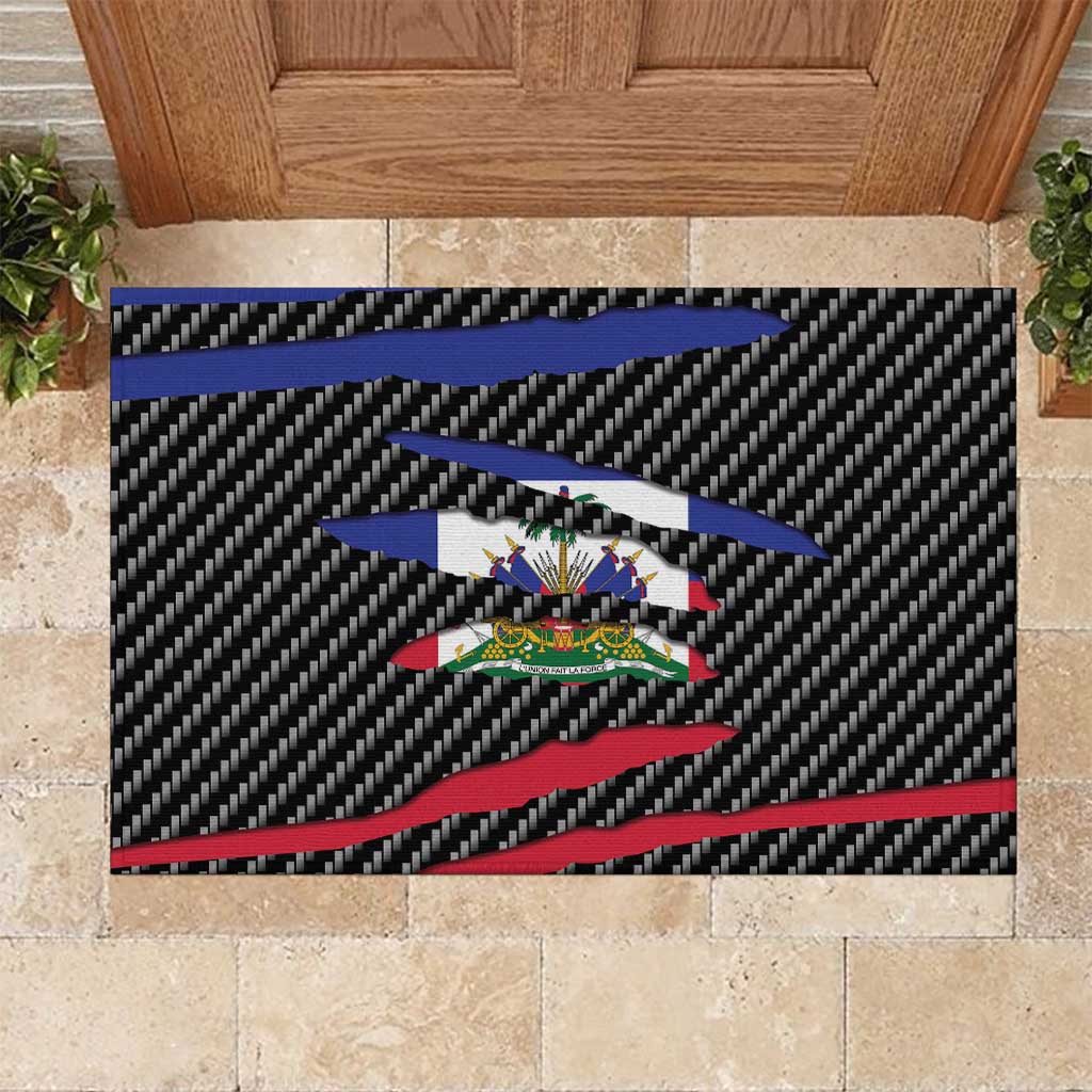 Black Haitians Beast Rubber Doormat Ripped Flag Graphic - African Pride