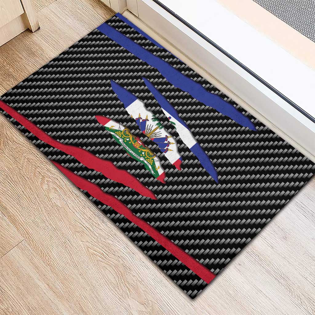 Black Haitians Beast Rubber Doormat Ripped Flag Graphic - African Pride