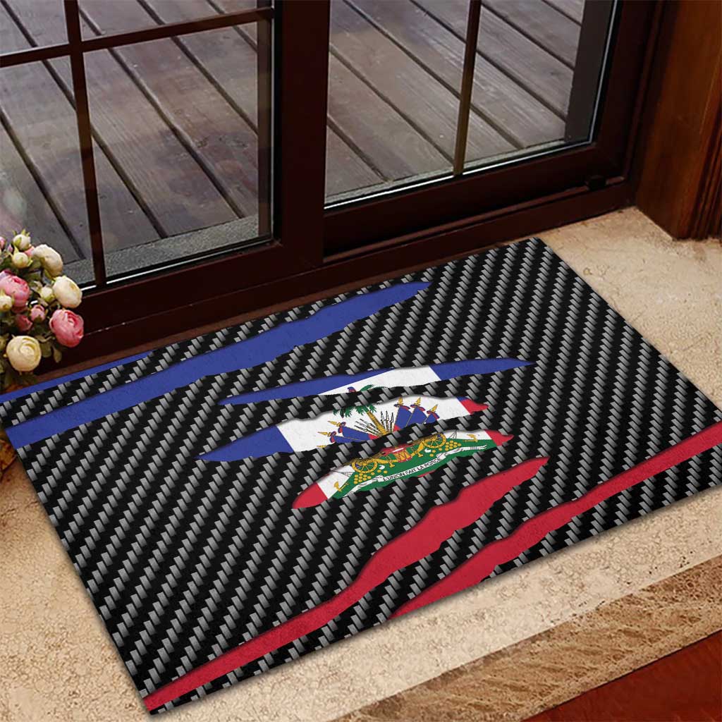 Black Haitians Beast Rubber Doormat Ripped Flag Graphic - African Pride