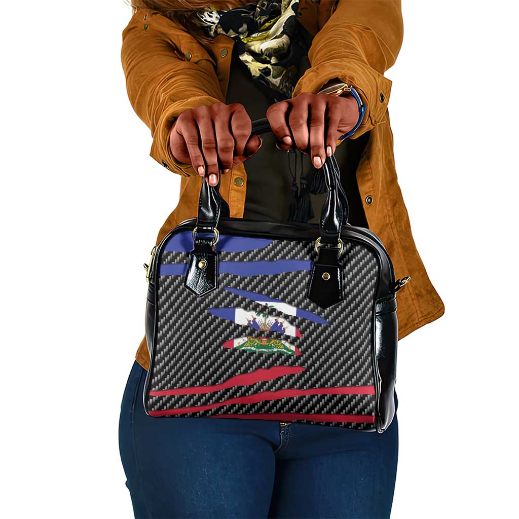 Black Haitians Beast Shoulder Handbag Ripped Flag Graphic - African Pride