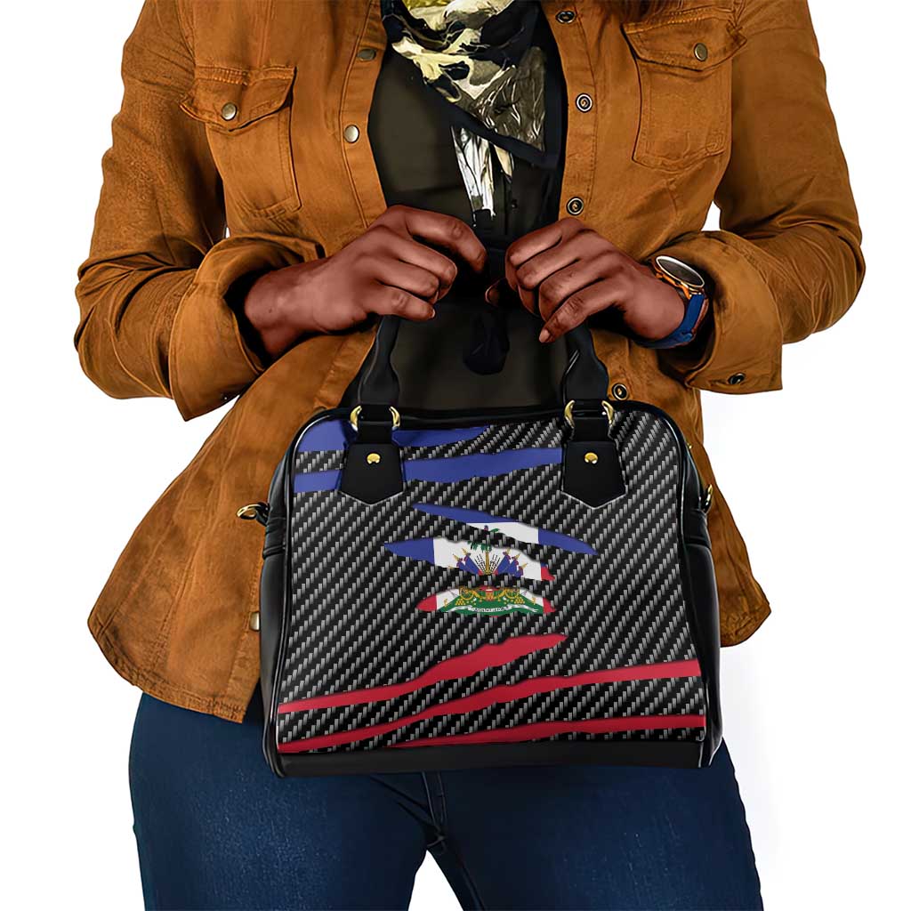 Black Haitians Beast Shoulder Handbag Ripped Flag Graphic - African Pride