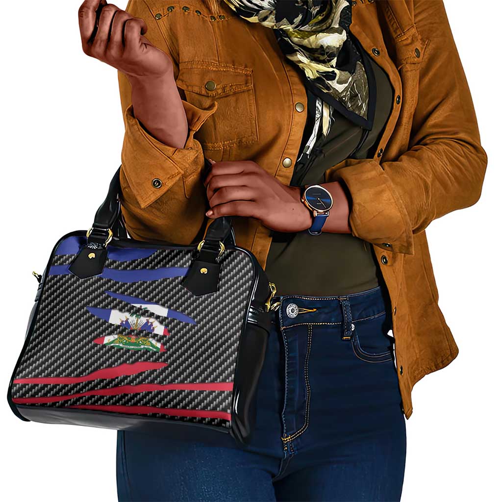 Black Haitians Beast Shoulder Handbag Ripped Flag Graphic - African Pride