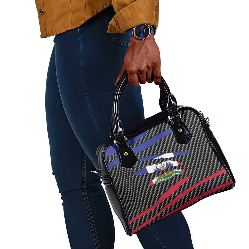Black Haitians Beast Shoulder Handbag Ripped Flag Graphic - African Pride