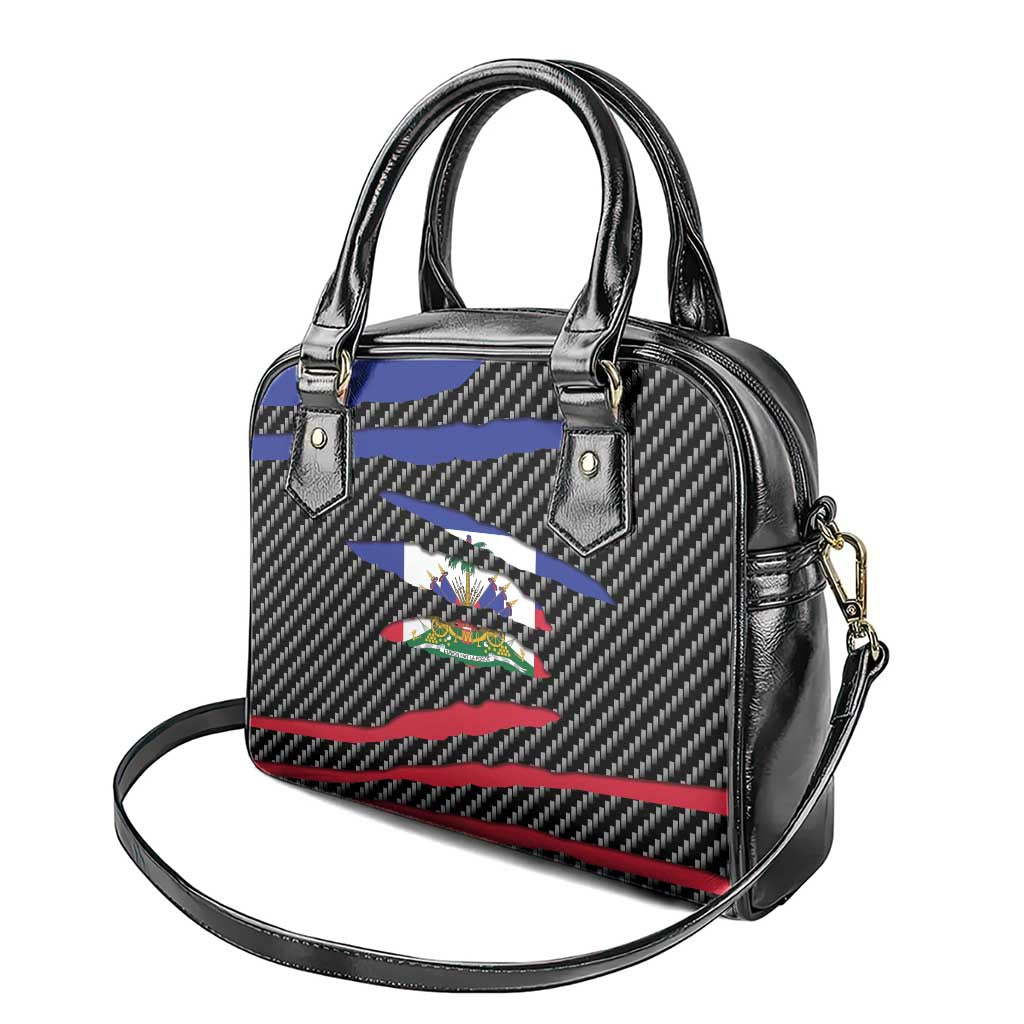 Black Haitians Beast Shoulder Handbag Ripped Flag Graphic - African Pride