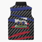 Black Haitians Beast Sleeveless Puffer Jacket Ripped Flag Graphic