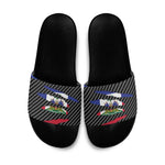 Black Haitians Beast Slide Sandals Ripped Flag Graphic