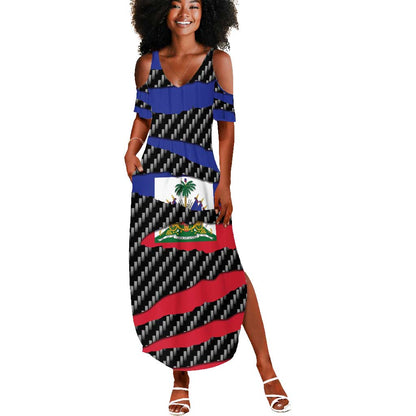 Black Haitians Beast Summer Maxi Dress Ripped Flag Graphic LT19