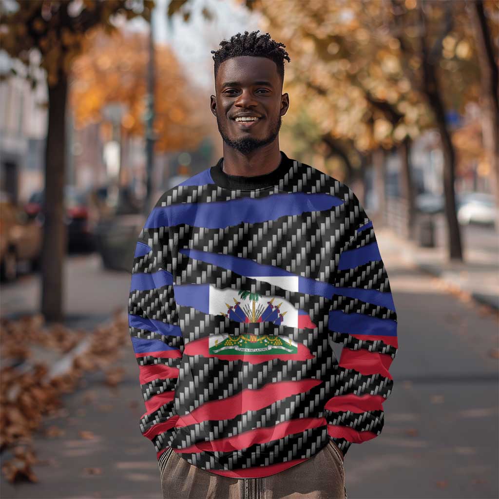 Black Haitians Beast Sweatshirt Ripped Flag Graphic - African Pride