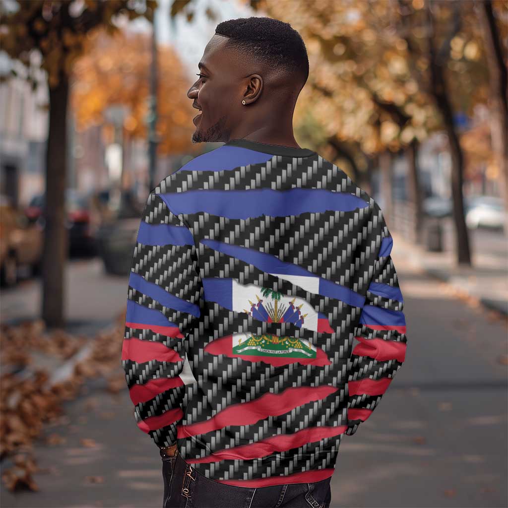 Black Haitians Beast Sweatshirt Ripped Flag Graphic - African Pride