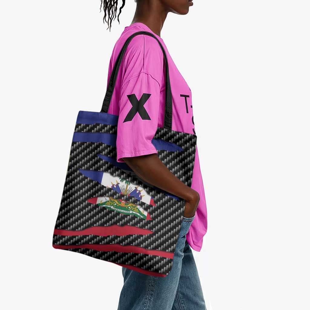 Black Haitians Beast Tote Bag Ripped Flag Graphic