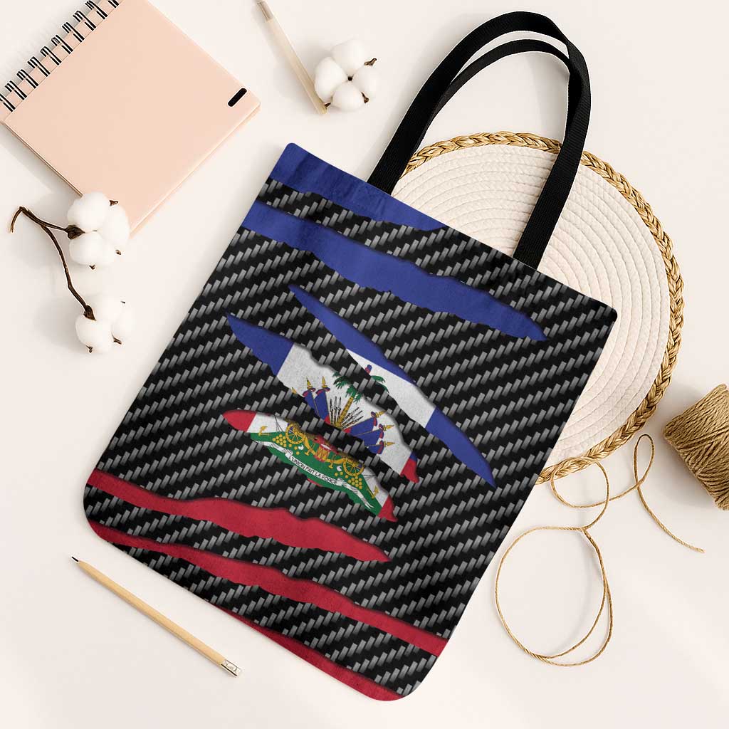Black Haitians Beast Tote Bag Ripped Flag Graphic