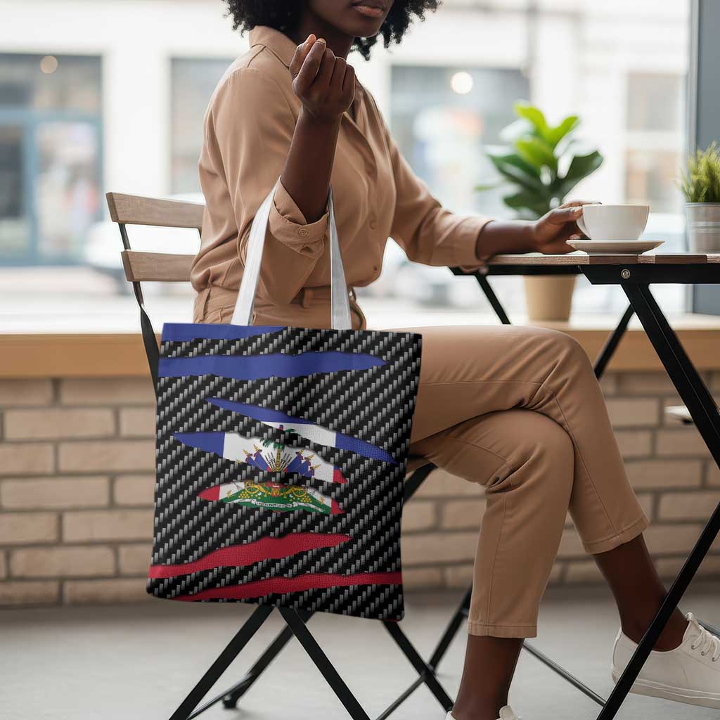 Black Haitians Beast Tote Bag Ripped Flag Graphic