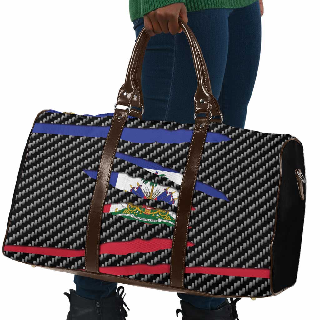 Black Haitians Beast Travel Bag Ripped Flag Graphic