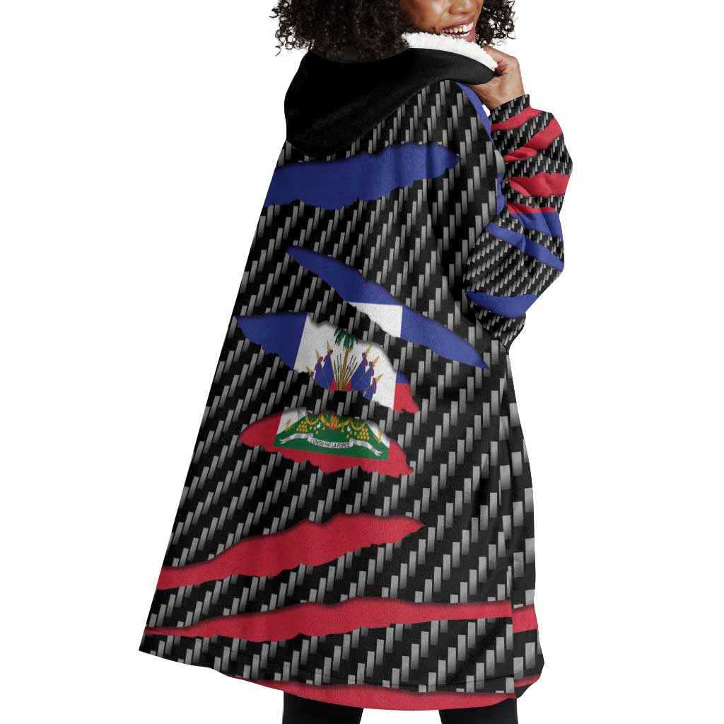 Black Haitians Beast Wearable Blanket Hoodie Ripped Flag Graphic - African Pride