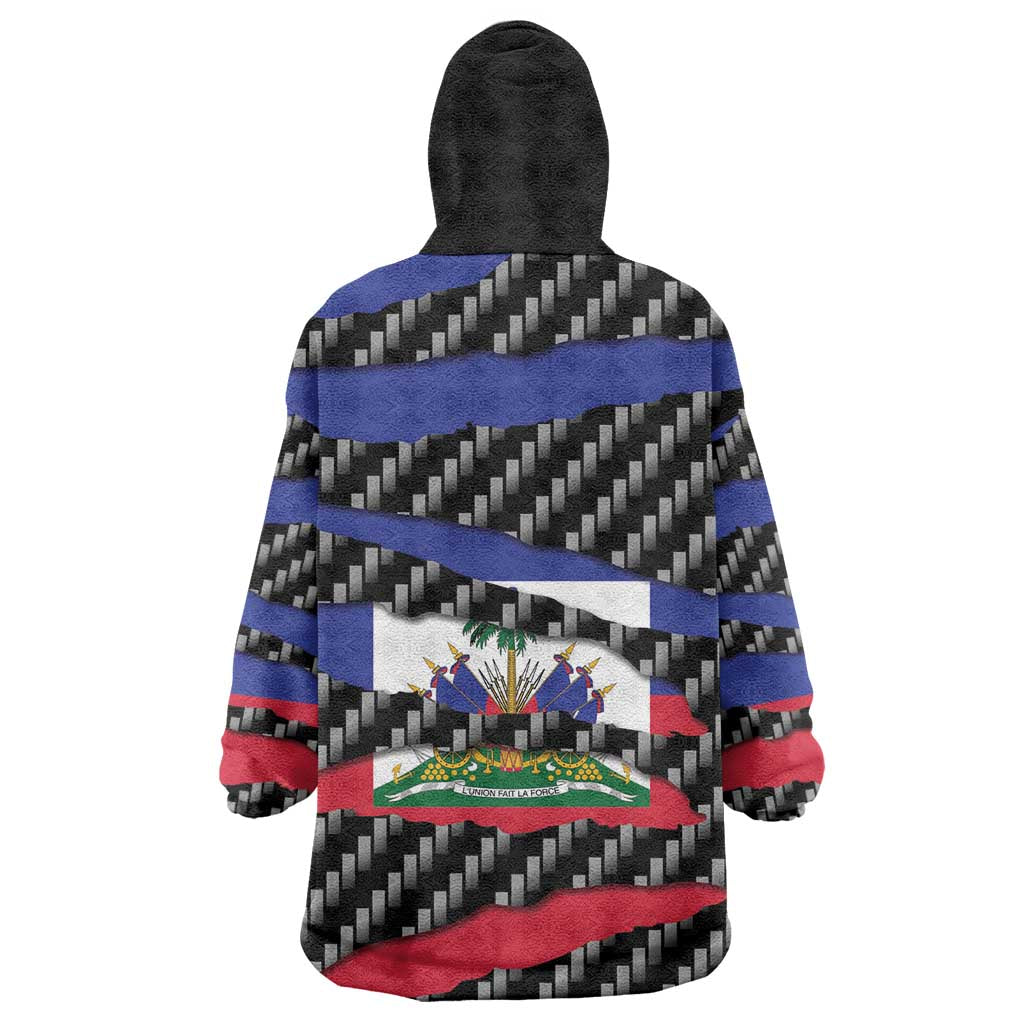 Black Haitians Beast Wearable Blanket Hoodie Ripped Flag Graphic - African Pride