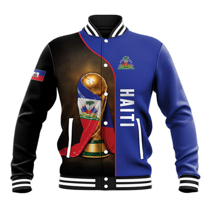 Personalized Afro Haiti Football 2026 Baseball Jacket Trophy Flag Pride Art