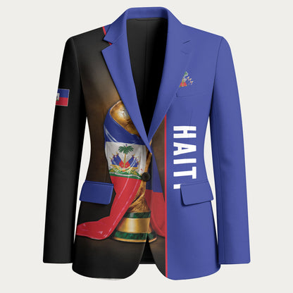 Personalized Afro Haiti Football 2026 Blazer Trophy Flag Pride Art