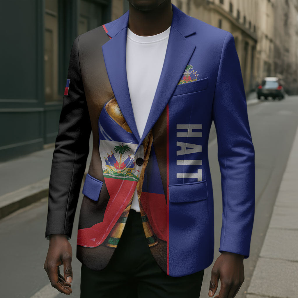 Personalized Afro Haiti Football 2026 Blazer Trophy Flag Pride Art