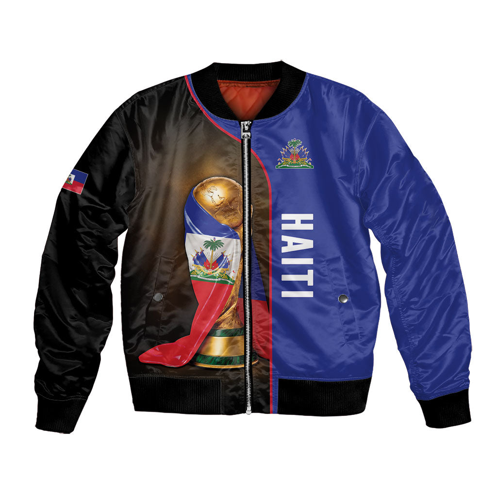 Personalized Afro Haiti Football 2026 Bomber Jacket Trophy Flag Pride Art