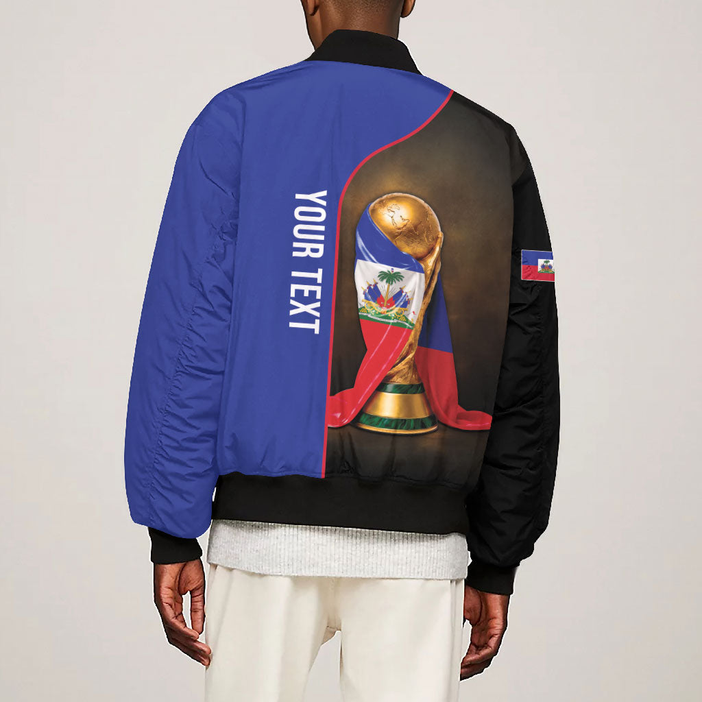 Personalized Afro Haiti Football 2026 Bomber Jacket Trophy Flag Pride Art