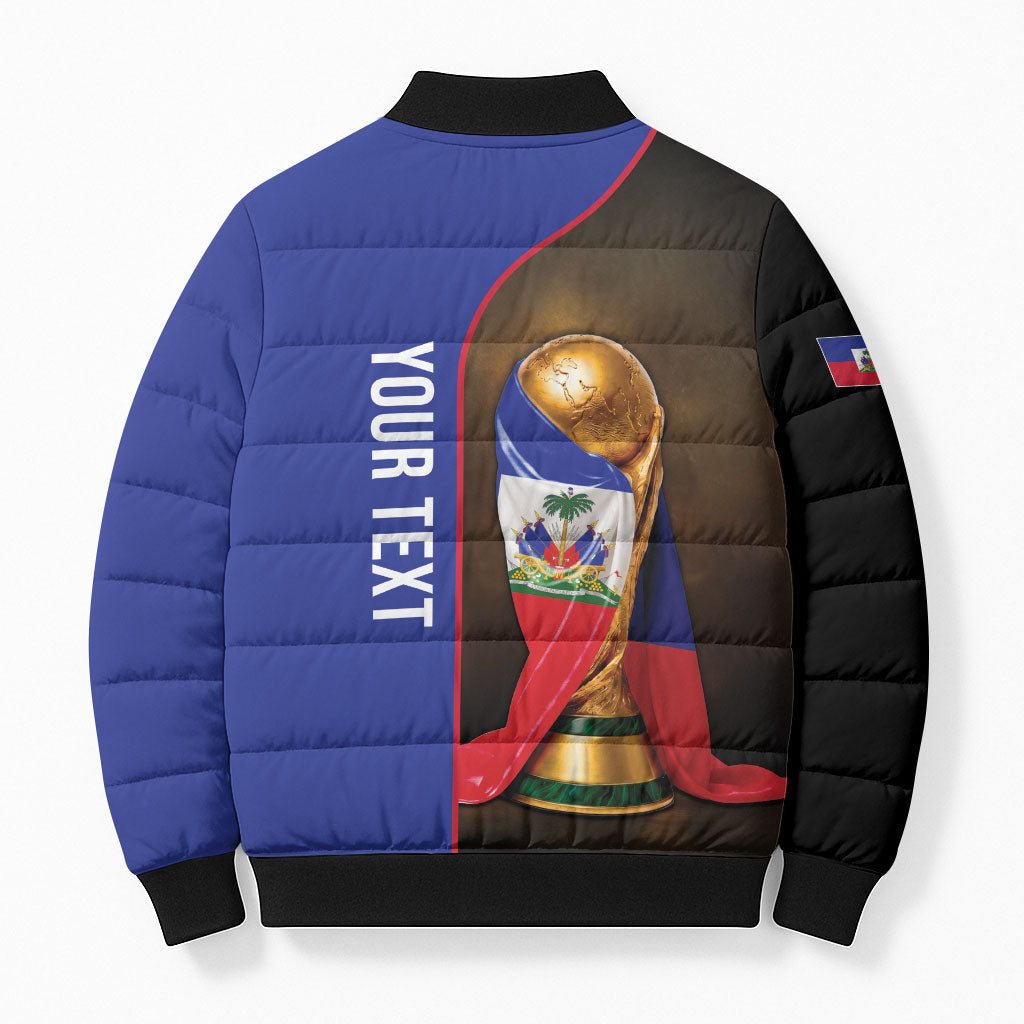 Personalized Afro Haiti Football 2026 Bomber Puffer Jacket Trophy Flag Pride Art