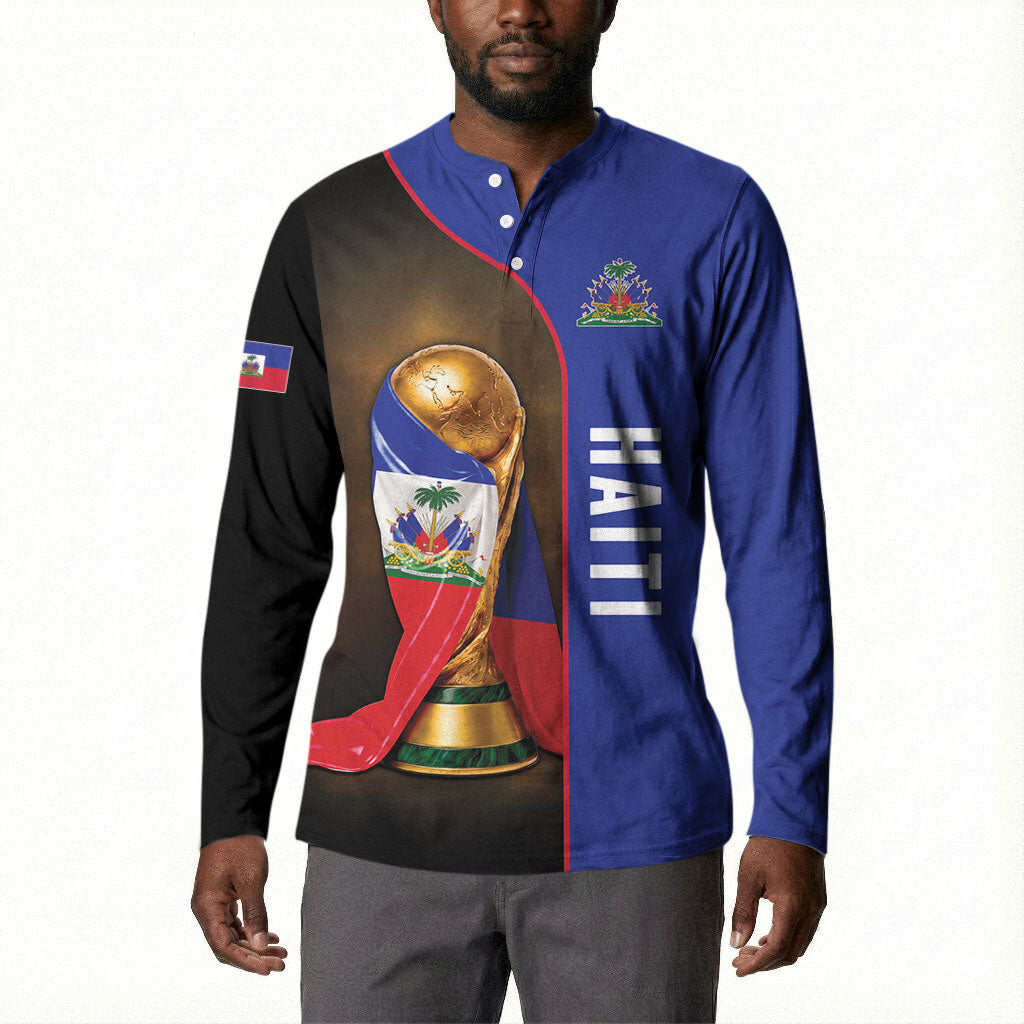 Personalized Afro Haiti Football 2026 Button Sweatshirt Trophy Flag Pride Art