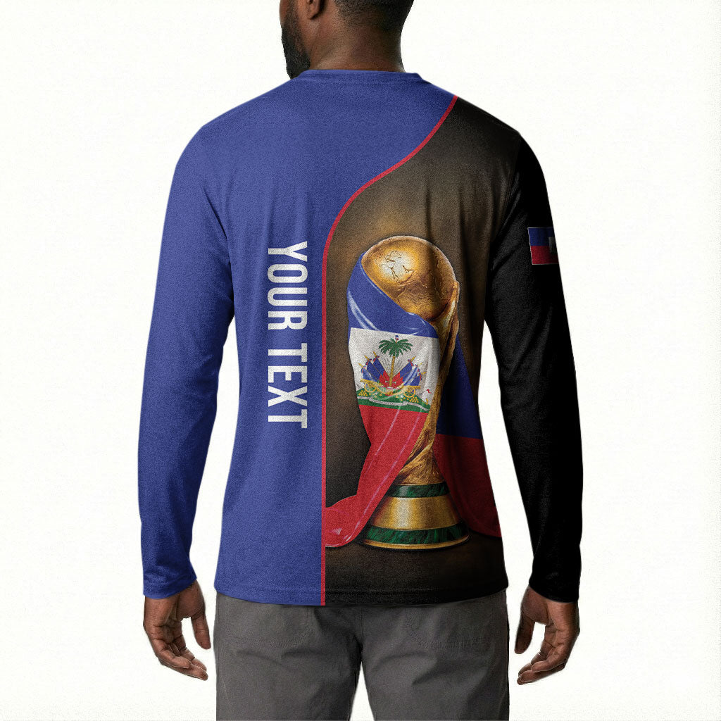 Personalized Afro Haiti Football 2026 Button Sweatshirt Trophy Flag Pride Art