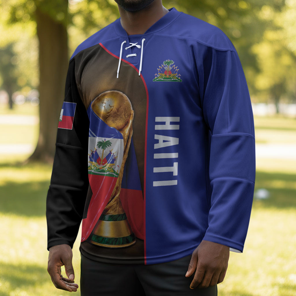 Personalized Afro Haiti Football 2026 Hockey Jersey Trophy Flag Pride Art