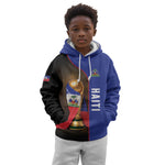 Personalized Afro Haiti Football 2026 Kid Hoodie Trophy Flag Pride Art