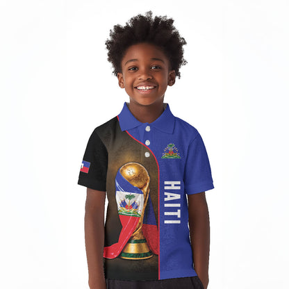 Personalized Afro Haiti Football 2026 Kid Polo Shirt Trophy Flag Pride Art