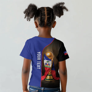 Personalized Afro Haiti Football 2026 Kid T shirt Trophy Flag Pride Art