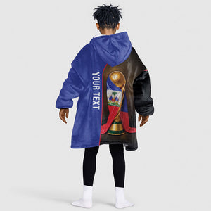 Personalized Afro Haiti Football 2026 Kid Wearable Blanket Hoodie Trophy Flag Pride Art