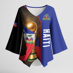 Personalized Afro Haiti Football 2026 Kimono Sleeve Blouse Trophy Flag Pride Art