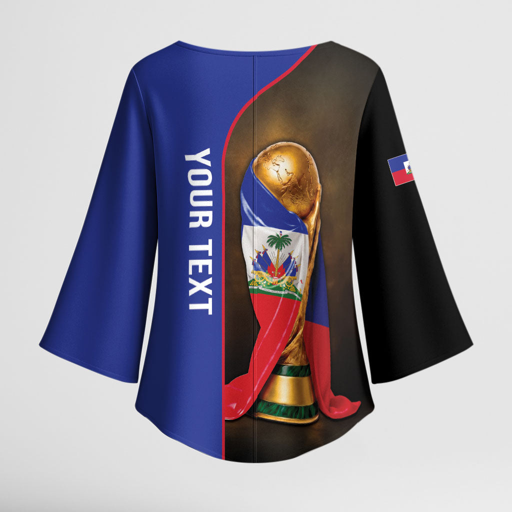 Personalized Afro Haiti Football 2026 Kimono Sleeve Blouse Trophy Flag Pride Art