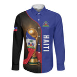 Personalized Afro Haiti Football 2026 Long Sleeve Button Shirt Trophy Flag Pride Art