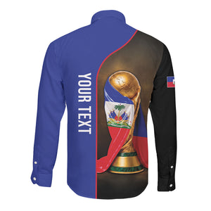 Personalized Afro Haiti Football 2026 Long Sleeve Button Shirt Trophy Flag Pride Art