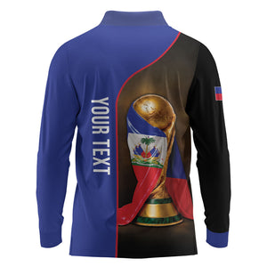 Personalized Afro Haiti Football 2026 Long Sleeve Polo Shirt Trophy Flag Pride Art